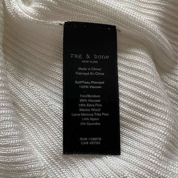 Rag & Bone Priya Crewneck Knit Tank in White with Black Trim Size M - Picture 12 of 12